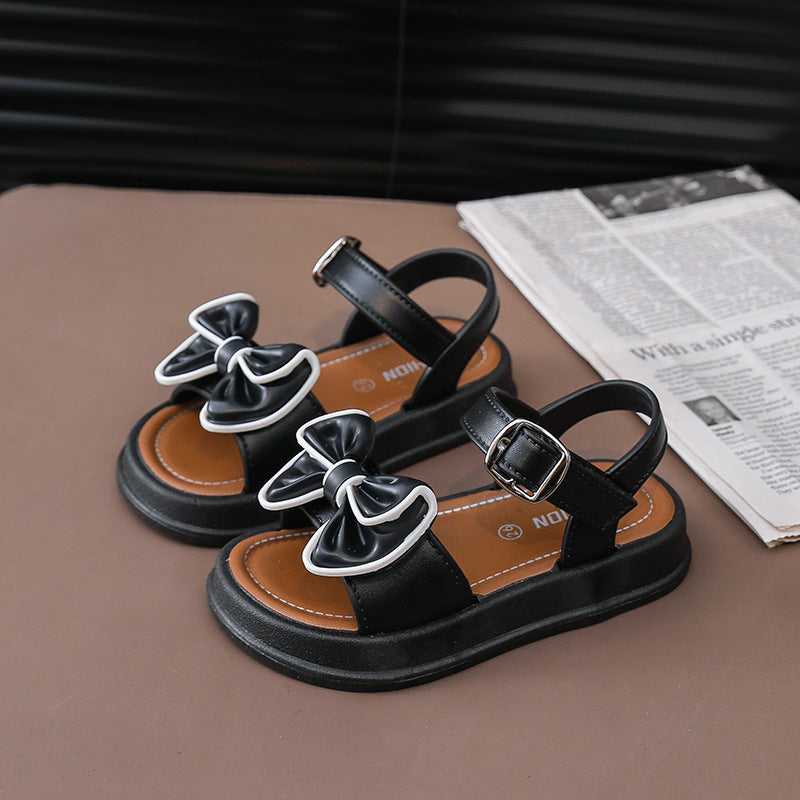 Girls Bow-Knot Non-Slip Velcro Sandals