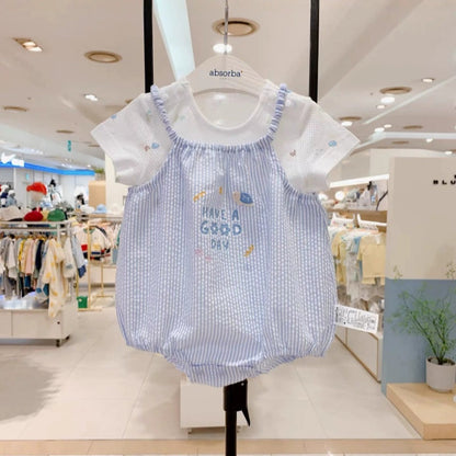 Summer New Arrival Strap Romper Jumpsuit T-shirt Two-piece Set