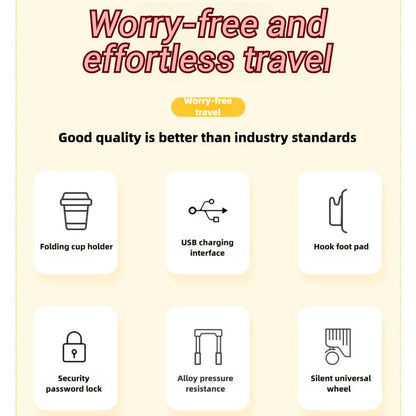 20 Inch 24 Inch Luggage, Silent Universal Wheel Anti Compression, Multifunctional Luggage, USB Port, Folding Cup Holder, Side Hook, Business Travel Box, Foldable Portable Cabin Travel Box, Lightweight