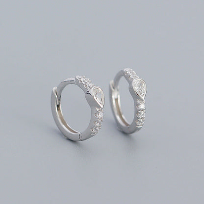 925 Sterling Silver Instagram-style High-end Diamond-studded Hoop Earrings