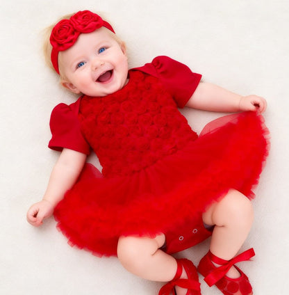 Baby Floral Short Sleeve Romper Set with Headband - # BAAA21110048