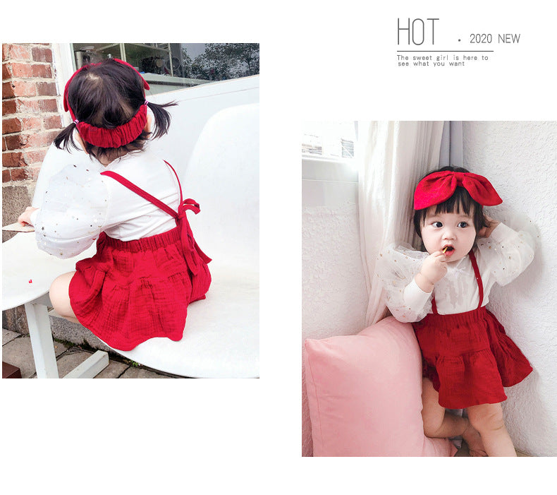 Baby Girl Princess Wind Romper Dress | Red | For Newborn - # BAAA1B1110002