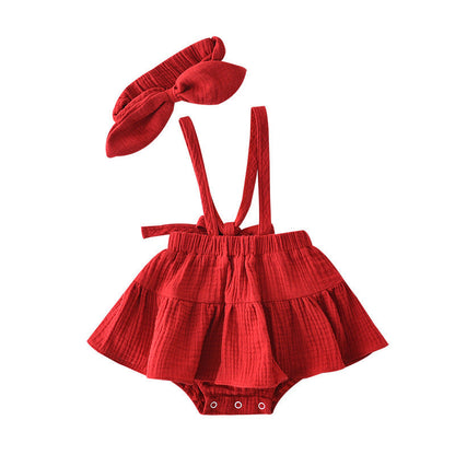 Baby Girl Princess Wind Romper Dress | Red | For Newborn - # BAAA1B1110002