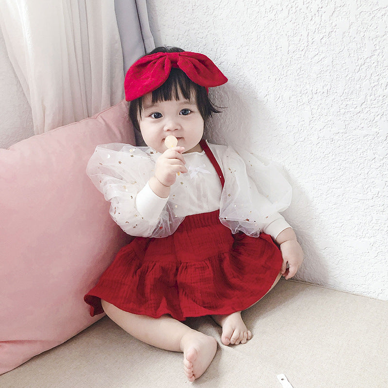 Baby Girl Princess Wind Romper Dress | Red | For Newborn - # BAAA1B1110002