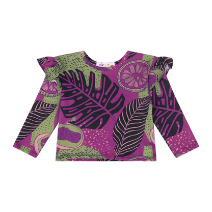 Baby Girls Ruffle Flutter Sleeve Top – Multicultural Print | Mixed Up Clothing