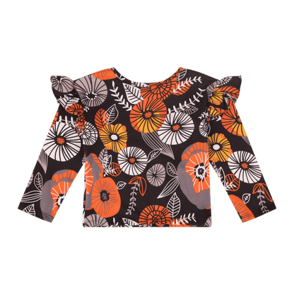 Baby Girls Ruffle Flutter Sleeve Top – Multicultural Print | Mixed Up Clothing