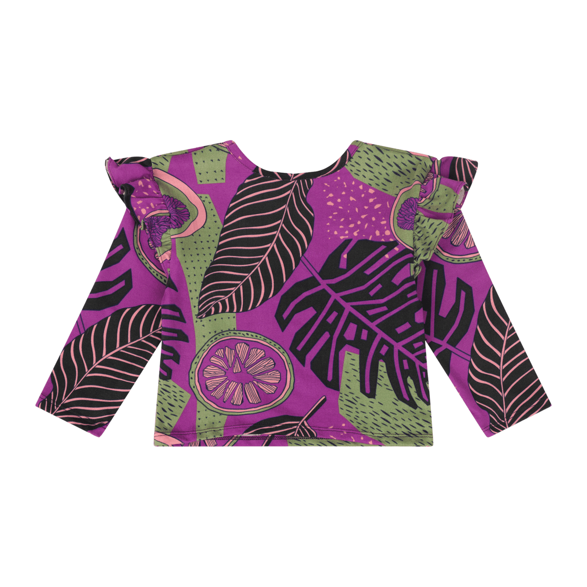 Baby Girls Ruffle Flutter Sleeve Top – Multicultural Print | Mixed Up Clothing