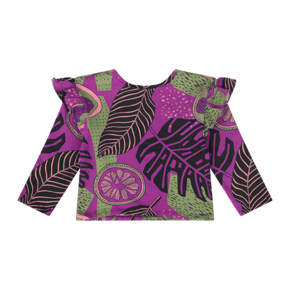 Baby Girls Ruffle Flutter Sleeve Top – Multicultural Print | Mixed Up Clothing