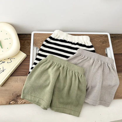 Baby Solid Color Knitted Shorts for Summer - # BAAA1B11010003