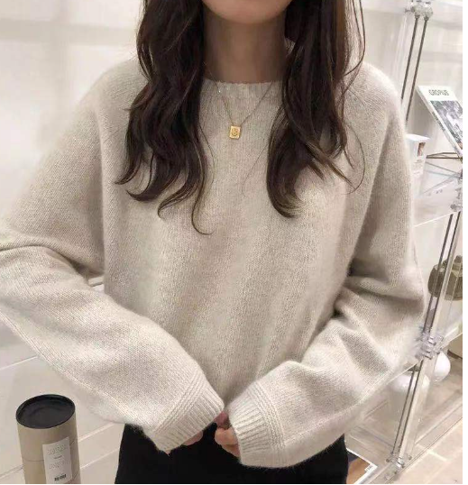 Basic Woolen Loose Round Neck Sweater | For Women (One) - # GIAA23210007