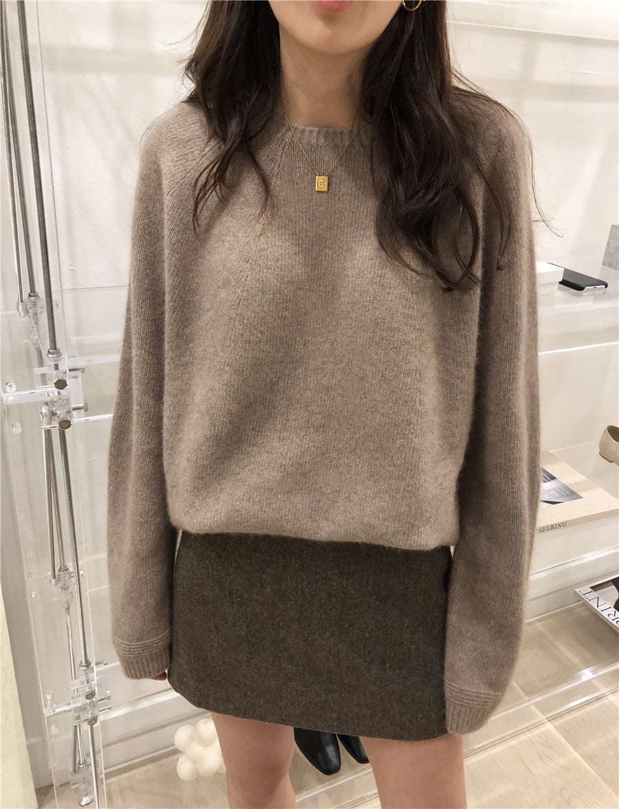 Basic Woolen Loose Round Neck Sweater | For Women (One) - # GIAA23210007