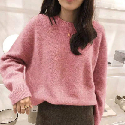 Basic Woolen Loose Round Neck Sweater | For Women (One) - # GIAA23210007