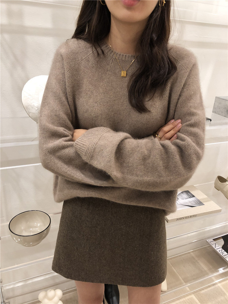 Basic Woolen Loose Round Neck Sweater | For Women (One) - # GIAA23210007
