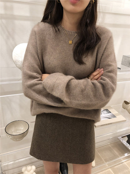 Basic Woolen Loose Round Neck Sweater | For Women (One) - # GIAA23210007