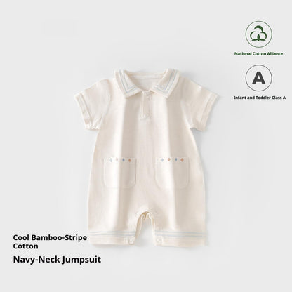 Newborn Short-sleeve Romper Lightweight Crawling Outfit For Infants And Toddlers