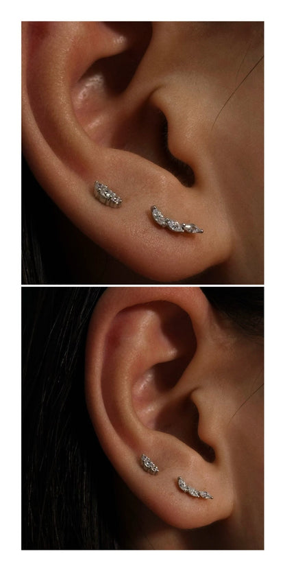 925 Sterling Silver 14K Gold-Plated Clover-Shaped Flat-Back Stud Earrings