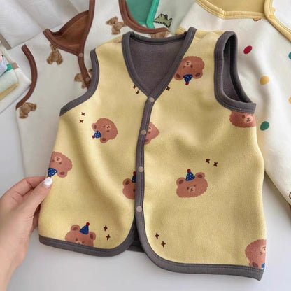 Childrens Small And Large Size Cartoon Vest Spring And Autumn Waistcoat For Boys And Girls Outerwear Top