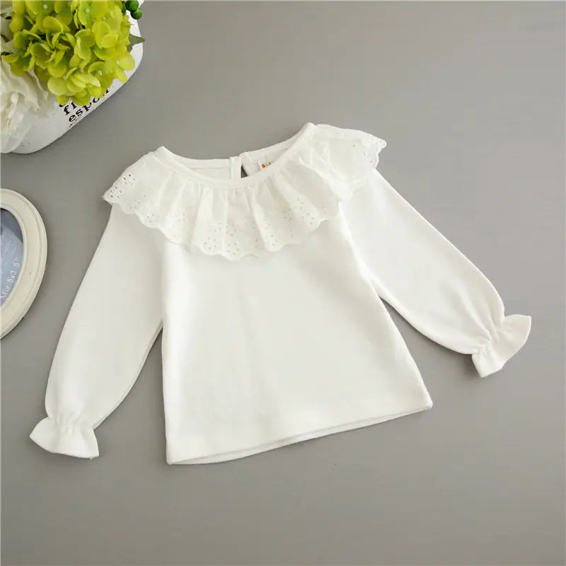 Beige | Long-Sleeved Cotton T-Shirt | For Toddlers - # BAAA1111010008