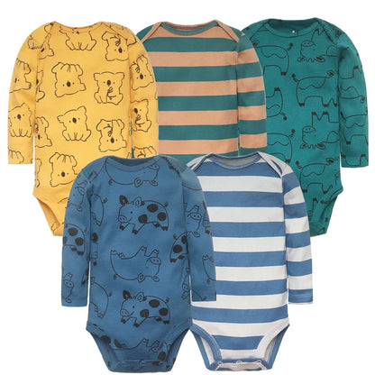 2026 New Baby Bodysuit 5PCS/Lot infantil Jumpsuit Boy Girls Clothes Long Sleeve 100% Newborn Body Bebe Clothing kids Costume