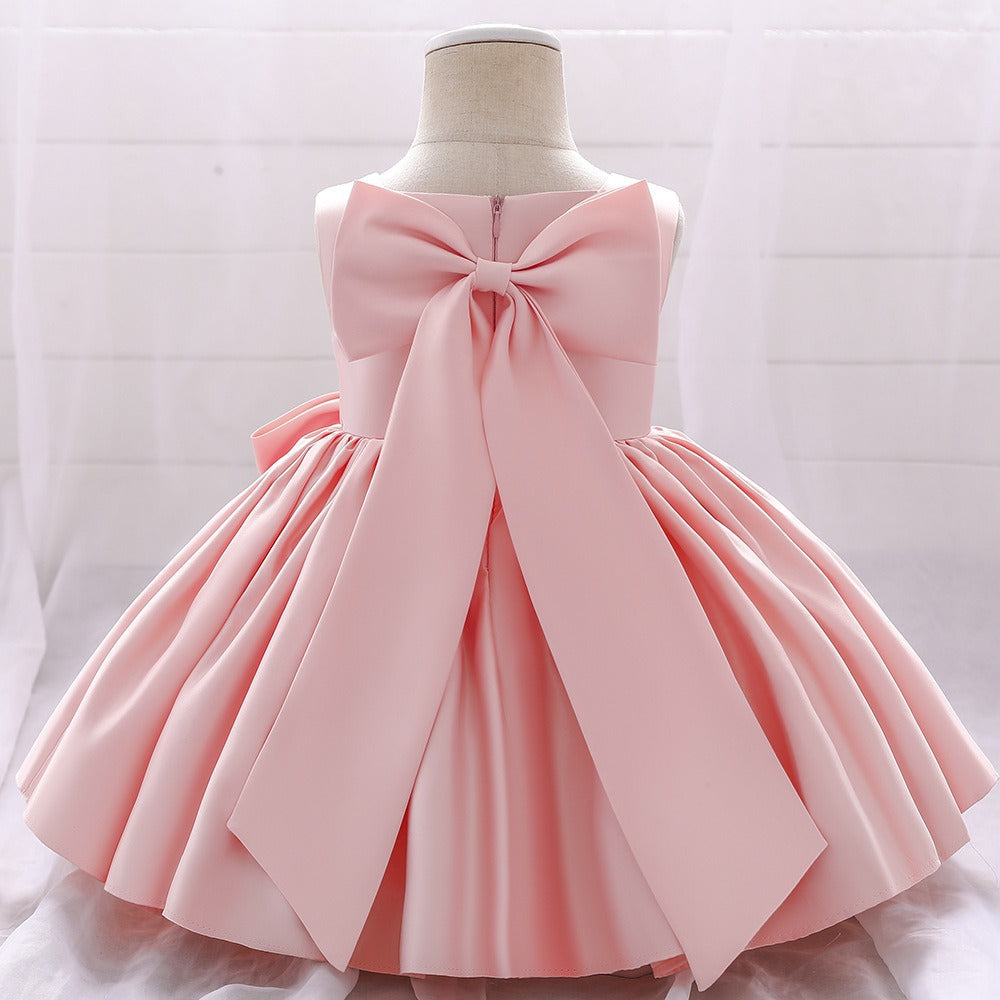 Big Bow Flower Girl Birthday Wedding Dress - # BAAA51110008