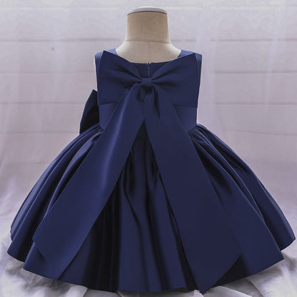 Big Bow Flower Girl Birthday Wedding Dress - # BAAA51110008