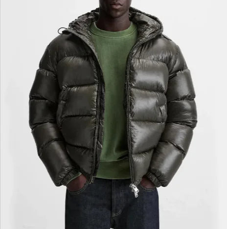 Black Down Hooded Short Coat – Warm and comfortable - # BOAA13210012