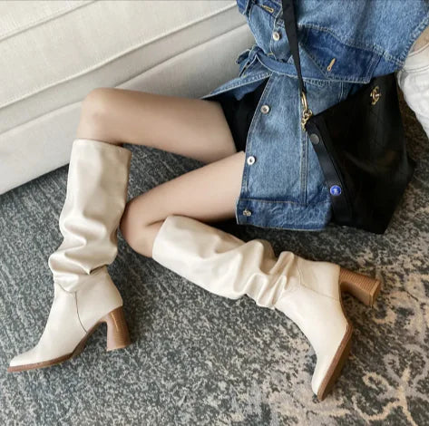 Block Heel Square-Toe Heels - # GIAA73410013