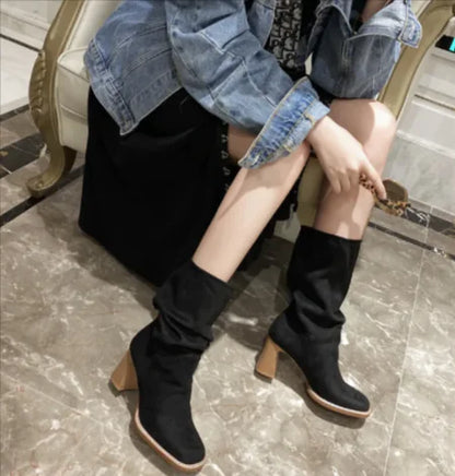 Block Heel Square-Toe Heels - # GIAA73410013