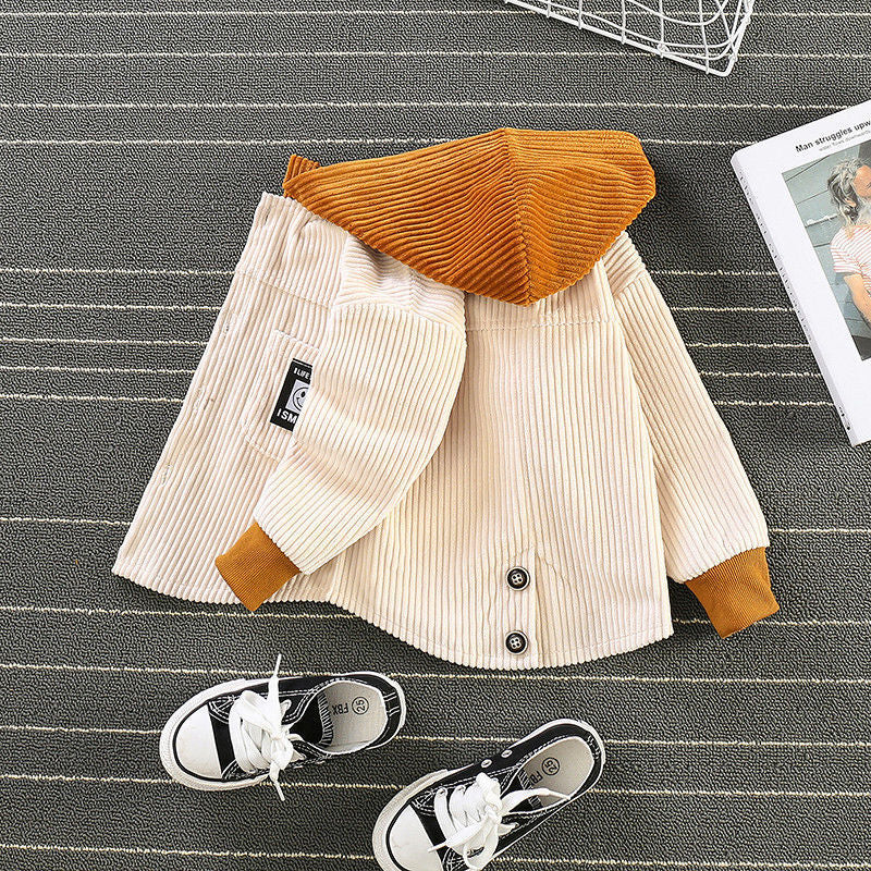 Boy's Corduroy Hooded Jacket for Spring and Autumn - # BOAA11210004 & BAAA111210002