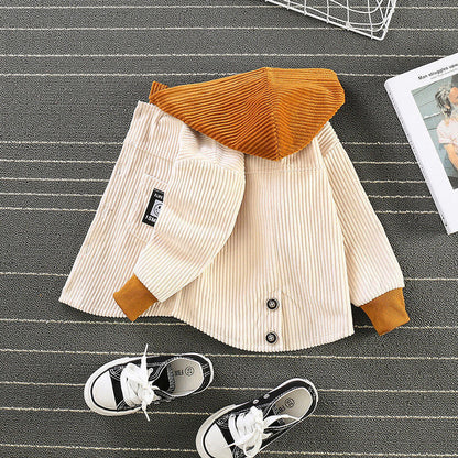 Boy's Corduroy Hooded Jacket for Spring and Autumn - # BOAA11210004 & BAAA111210002