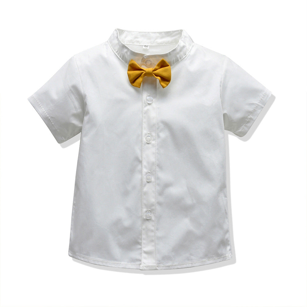 Boys' Gentleman Set with Short Sleeve Shirt and Suspenders - # BAAA71710013