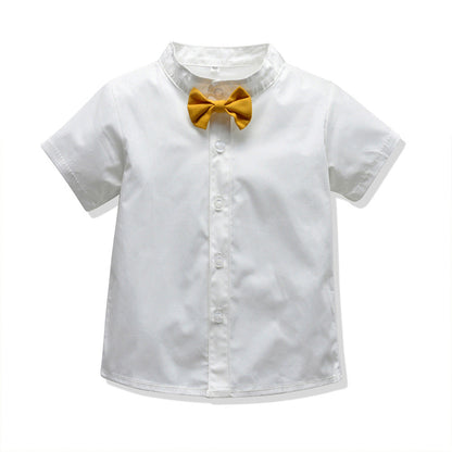 Boys' Gentleman Set with Short Sleeve Shirt and Suspenders - # BAAA71710013