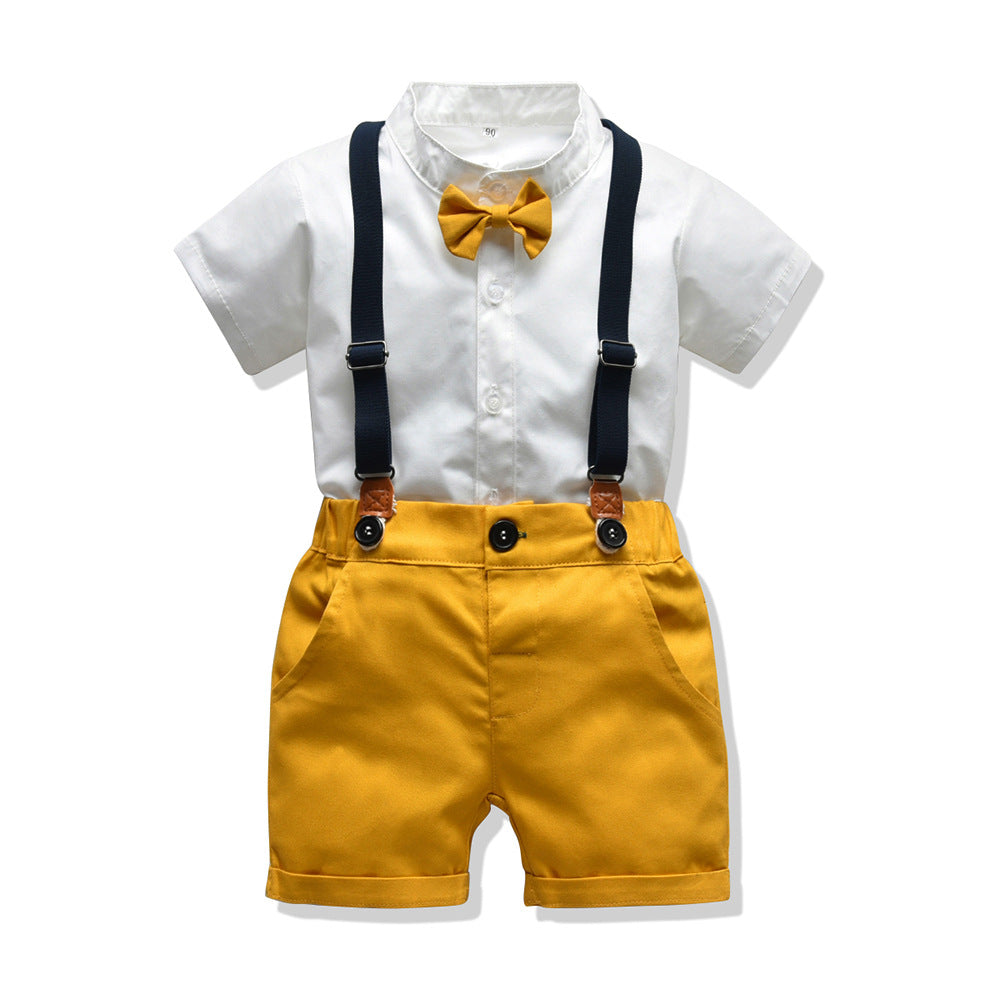 Boys' Gentleman Set with Short Sleeve Shirt and Suspenders - # BAAA71710013
