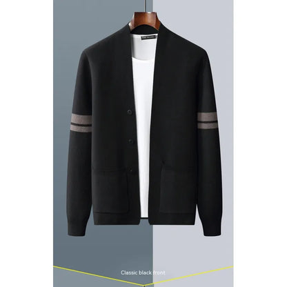Boys Men's Fall Winter Fashion V-neck Casual Wool Knitted Sweater Coat - # BOAA13510045