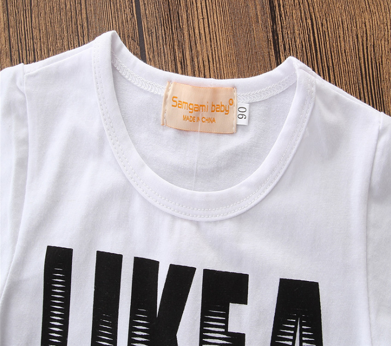 Boys' Short Sleeve Letter T-Shirt & Denim Shorts Set - # BAAA51210050 & BOAA11310009