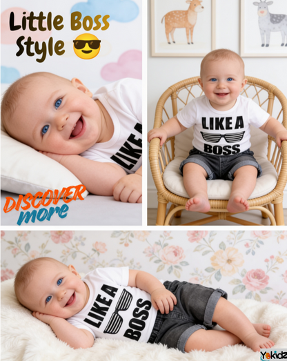 Boys' Short Sleeve Letter T-Shirt & Denim Shorts Set - # BAAA51210050 & BOAA11310009