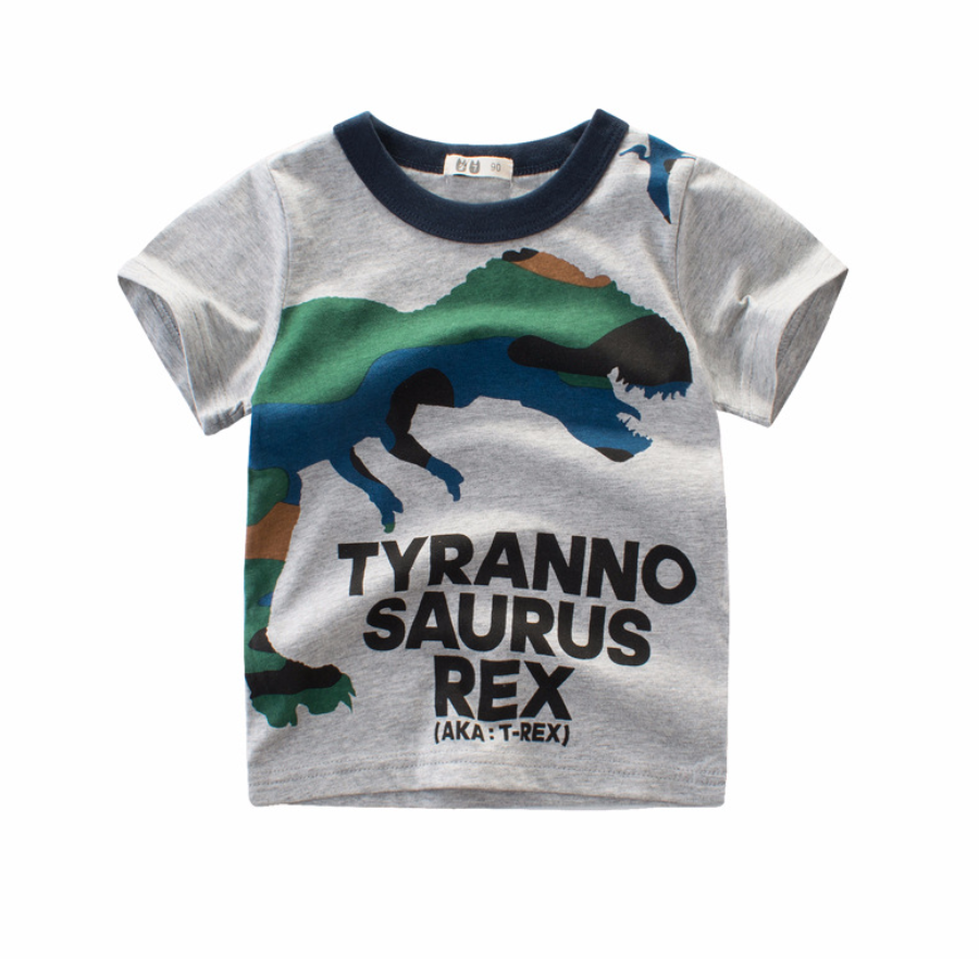 Boys' Short Sleeve T-Shirt with Dinosaur Design - # BAAA1111010023 & BOAA11510030