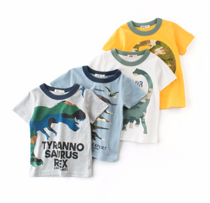 Boys' Short Sleeve T-Shirt with Dinosaur Design - # BAAA1111010023 & BOAA11510030