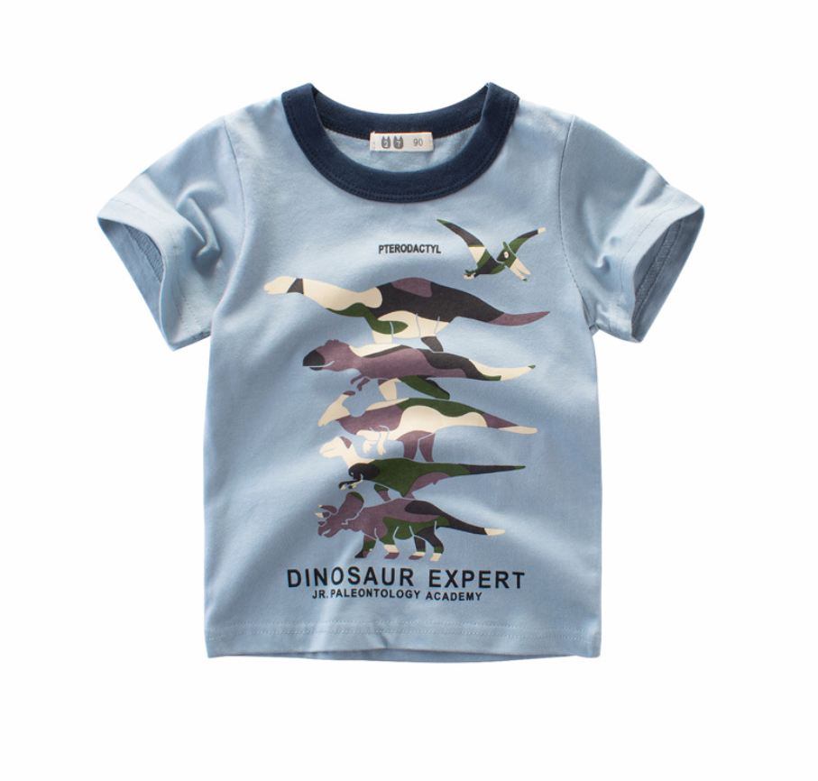 Boys' Short Sleeve T-Shirt with Dinosaur Design - # BAAA1111010023 & BOAA11510030