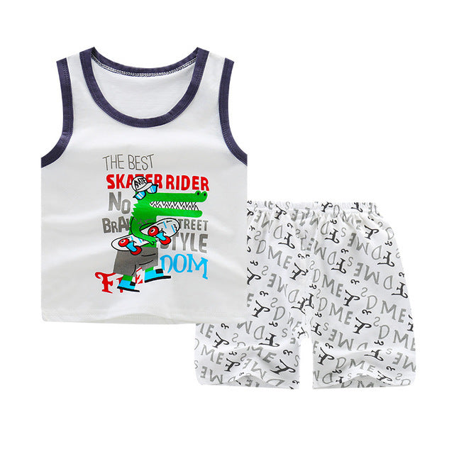 Boys' Summer Cotton Two-Piece Set | With Shorts | 0-4 Years - # BAAA51210043  & BOAA11310018