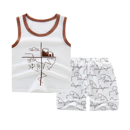 Boys' Summer Cotton Two-Piece Set | With Shorts | 0-4 Years - # BAAA51210043  & BOAA11310018