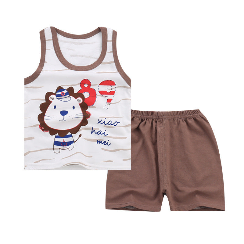 Boys' Summer Cotton Two-Piece Set | With Shorts | 0-4 Years - # BAAA51210043  & BOAA11310018