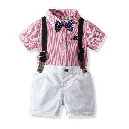 Boys' Summer Shirt Set with Bowtie and Suspenders - # BAAA71710014