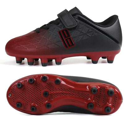 brooman Kids Firm Ground Soccer Cleats Boys Girls Athletic Outdoor Football Shoes 10 Toddler Black/Red - # BOAA71110002