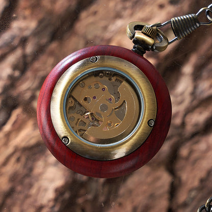 Small Mahogany Automatic Mechanical Pocket Watch