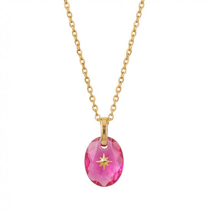 Vintage-style Natural Stone Twelve Zodiac Birthstone Star Pendant Titanium Steel Necklace
