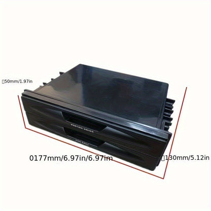 Single Din Radio Pocket, 2 In 1 Car Radio Storage Box Multi Purpose ABS Universal 1DIN 2 Layer Black Cup Holder