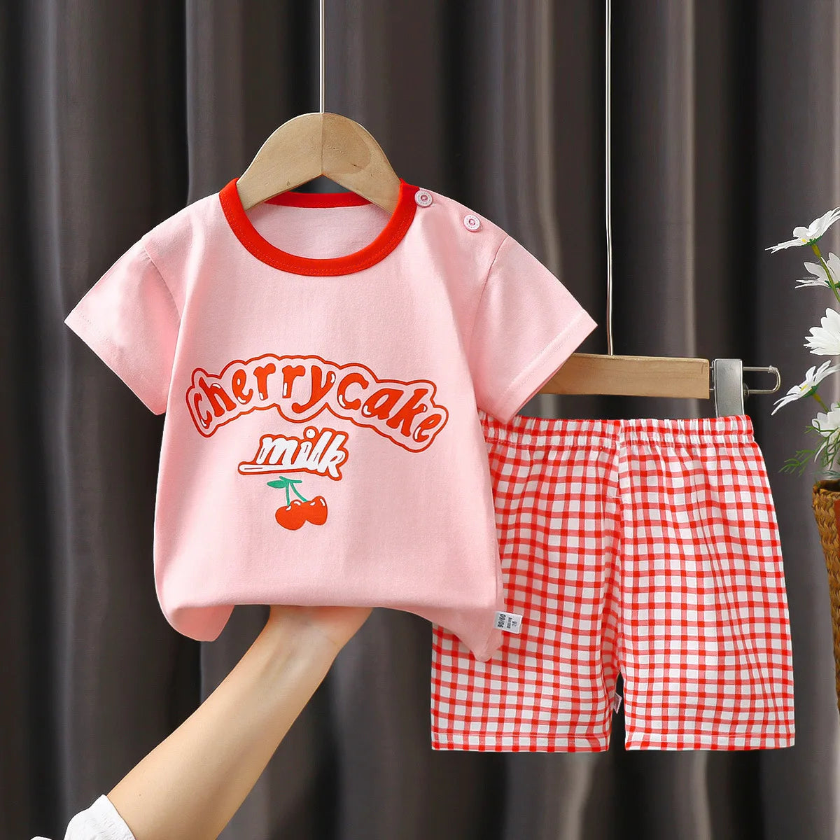 Baby Girl Summer Outfit Set Short Sleeve T-shirt And Shorts Children's Clothing Ages 0-4T