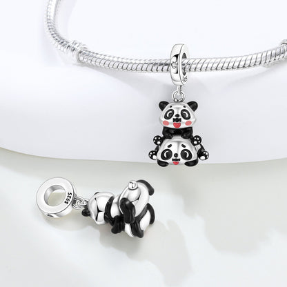 Cute Bamboo Panda DIY Copper Bead Pendant Jewelry Accessory