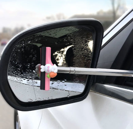 Car Rearview Mirror Wiper Retractable Portable Rainy Cleaning Supplies Rearview Mirror Water Remover Glass Rain Cleaning Tool
